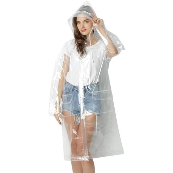 Transparent Long Raincoat Waterproof EVA Rain Jacket for Women Men with hood - Picture 1 of 6